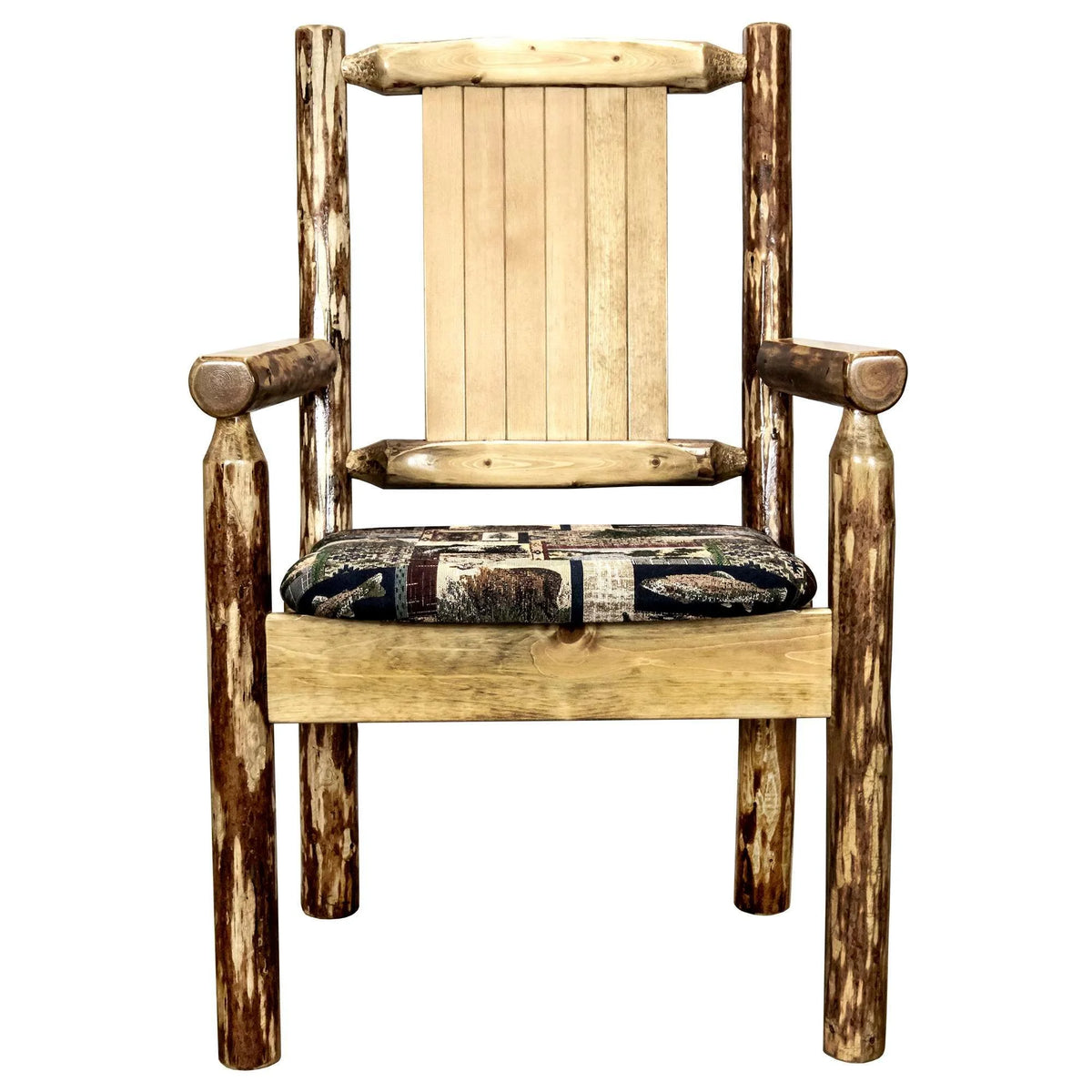 Woodland Upholstery Laser Engraved Elk Design Captain's Chair B46266