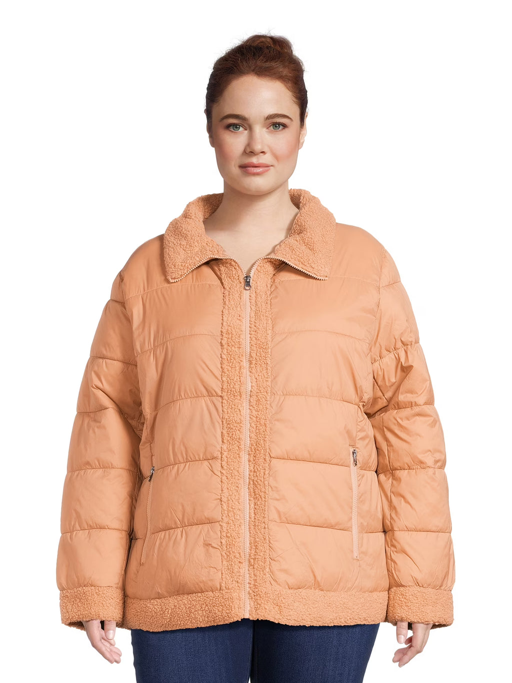 Faux Shearling Puffer Jacket A7061