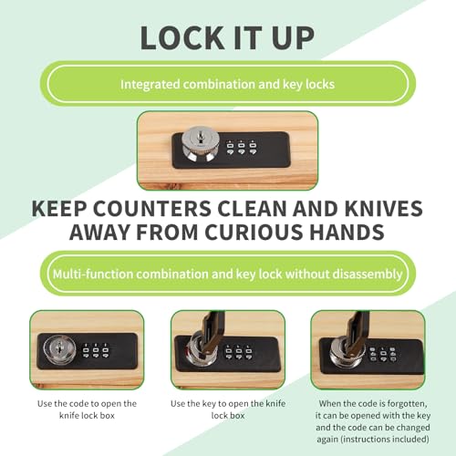 Wooden Knife Storage Box with Lock D500347