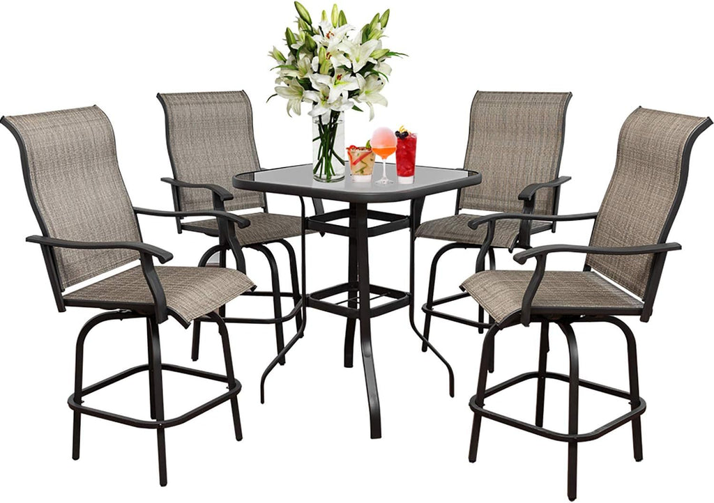 Swivel Bar Stools Set with All-Weather Metal Frame P4715