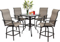 Swivel Bar Stools Set with All-Weather Metal Frame P4715
