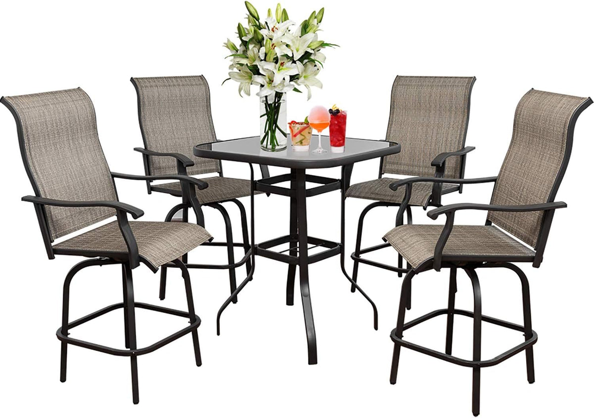 Swivel Bar Stools Set with All-Weather Metal Frame P4715