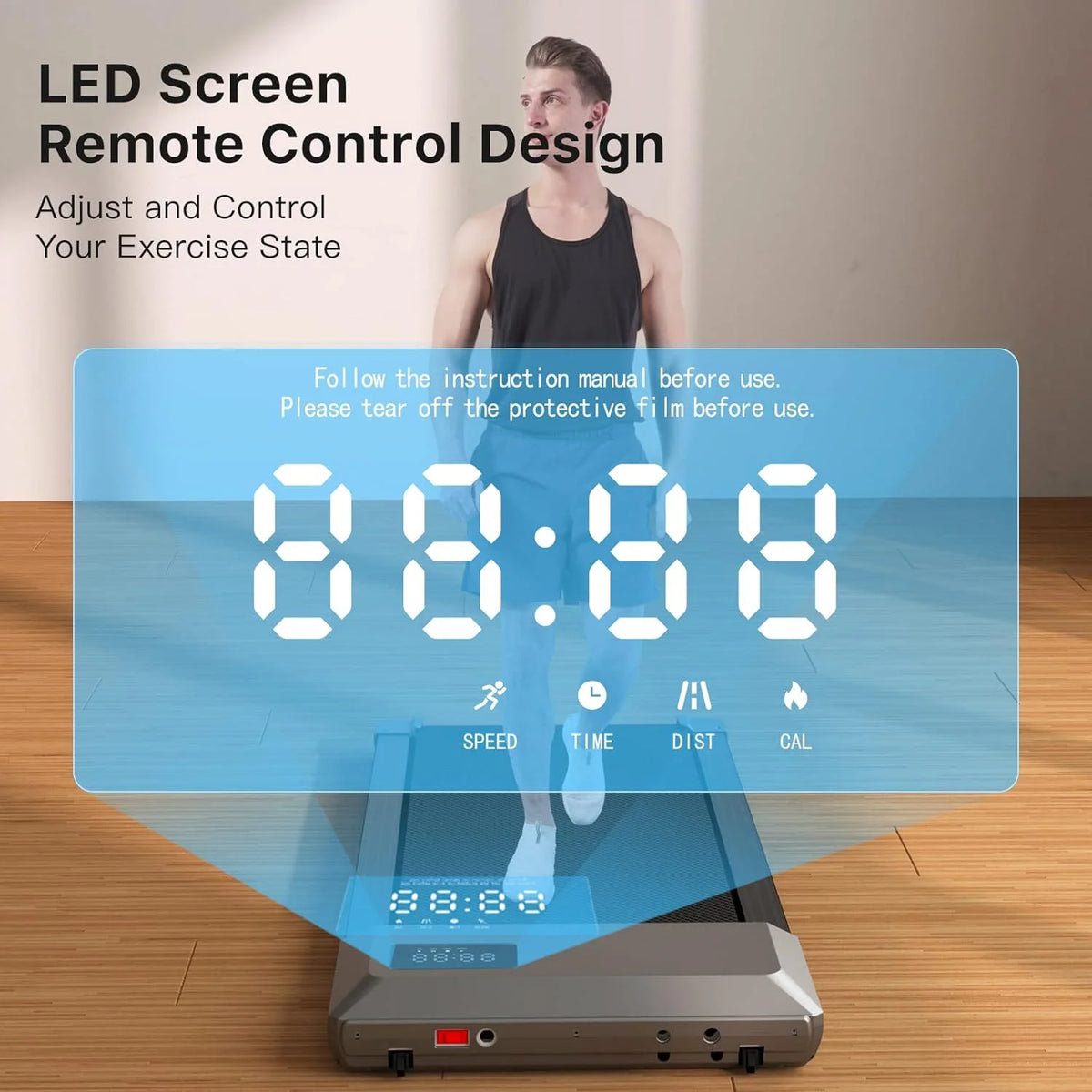 Walking Pad with Remote Control, 2 in 1 Under Desk Treadmill, 300lbs Capacity with LED Display P18044