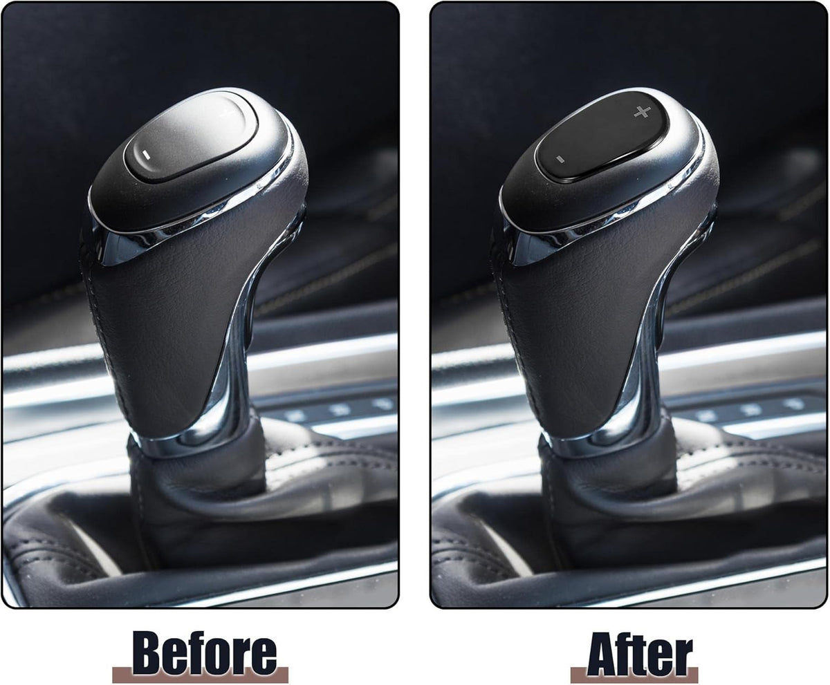 Car Gear Shift Knob Cover Sticker Stainless Steel Black Pack of 2 S798