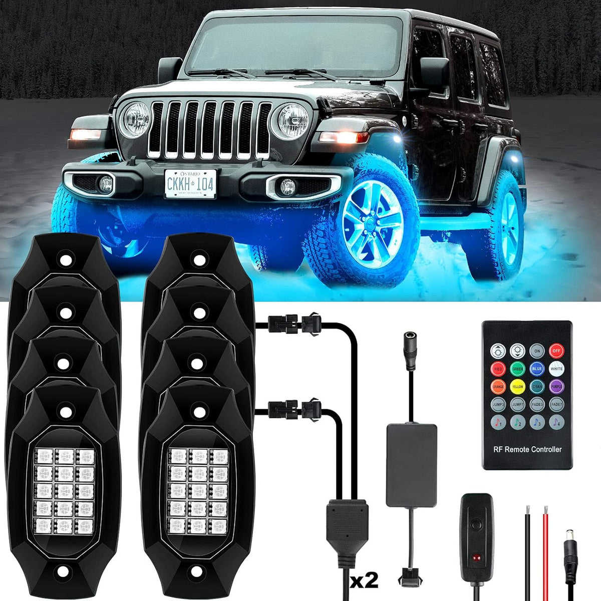 RGBW LED Rock Lights Under Car Lighting Kit 8Pods P958608
