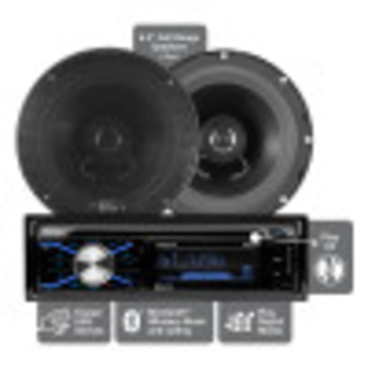 Single Din Car Stereo and Speakers E596612