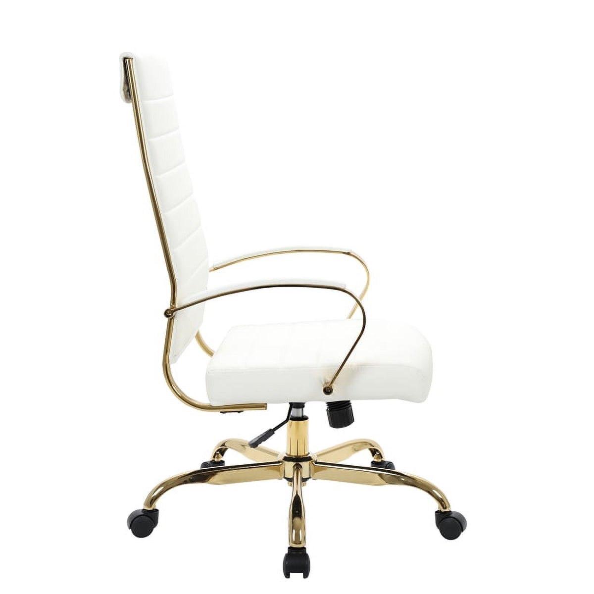 Modern Faux Leather High-Back Office Chair in White/Gold Q469