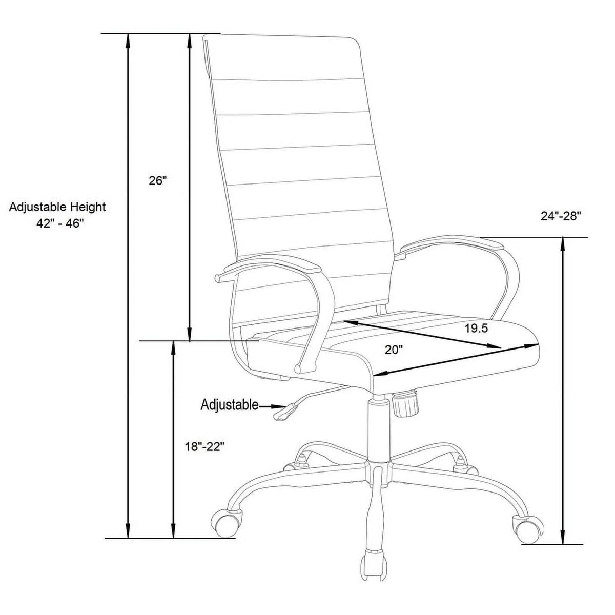Modern Faux Leather High-Back Office Chair in White/Gold Q469