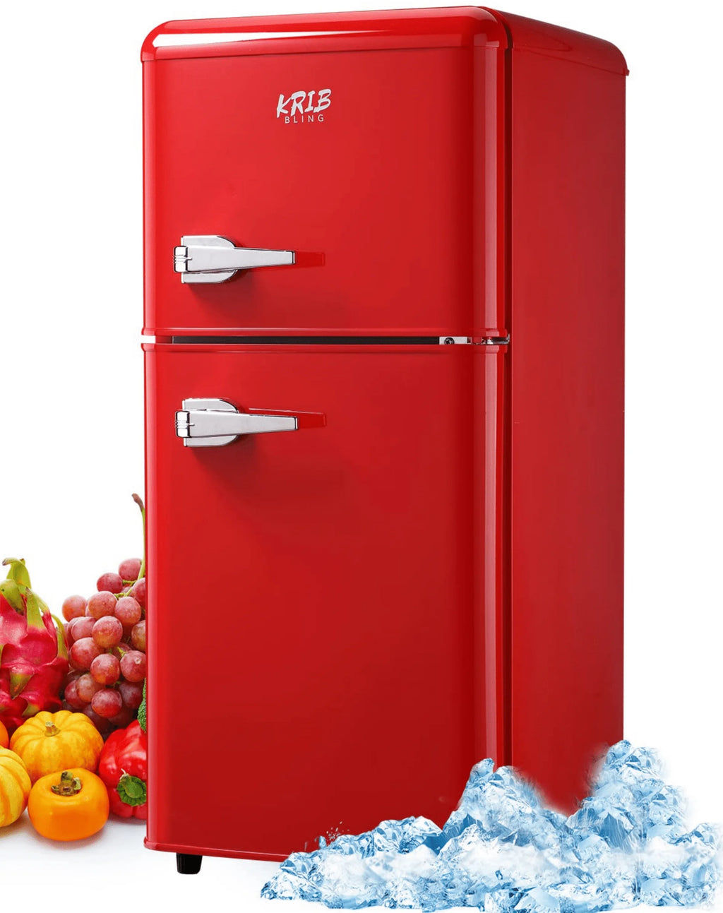 3.5 cu.ft Two Door Compact Refrigerator with Freezer, Red B73163