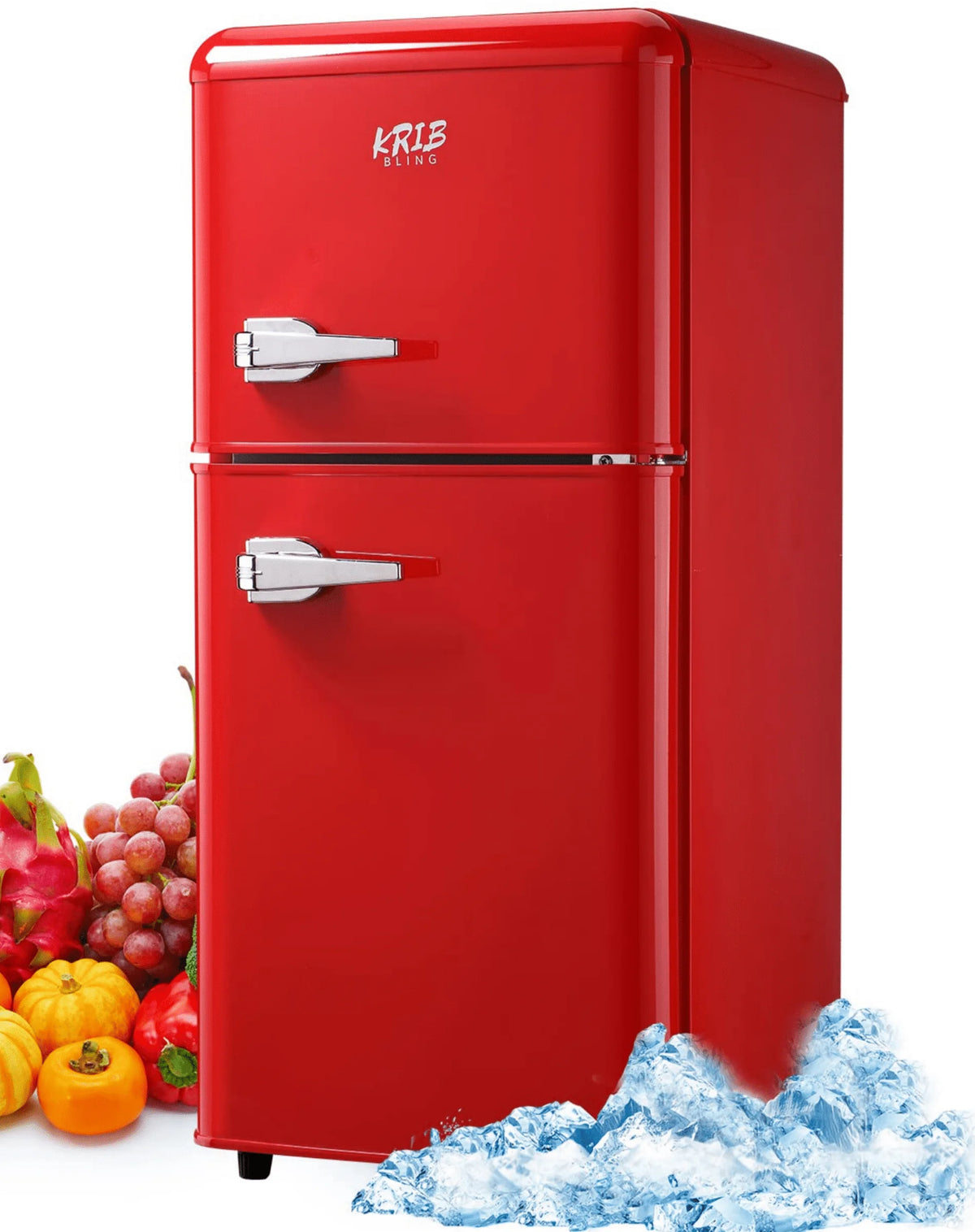 3.5 cu.ft Two Door Compact Refrigerator with Freezer, Red B73163