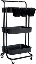 White 3-Tier Rolling Utility Cart with Lockable Wheels E123