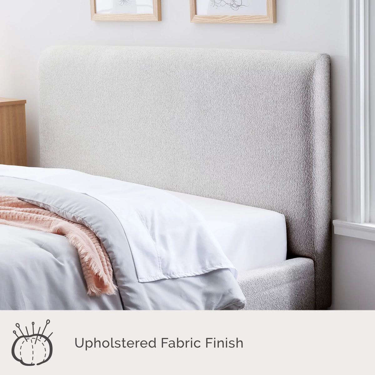 Queen Light Gray Upholstered Platform Bed U7572