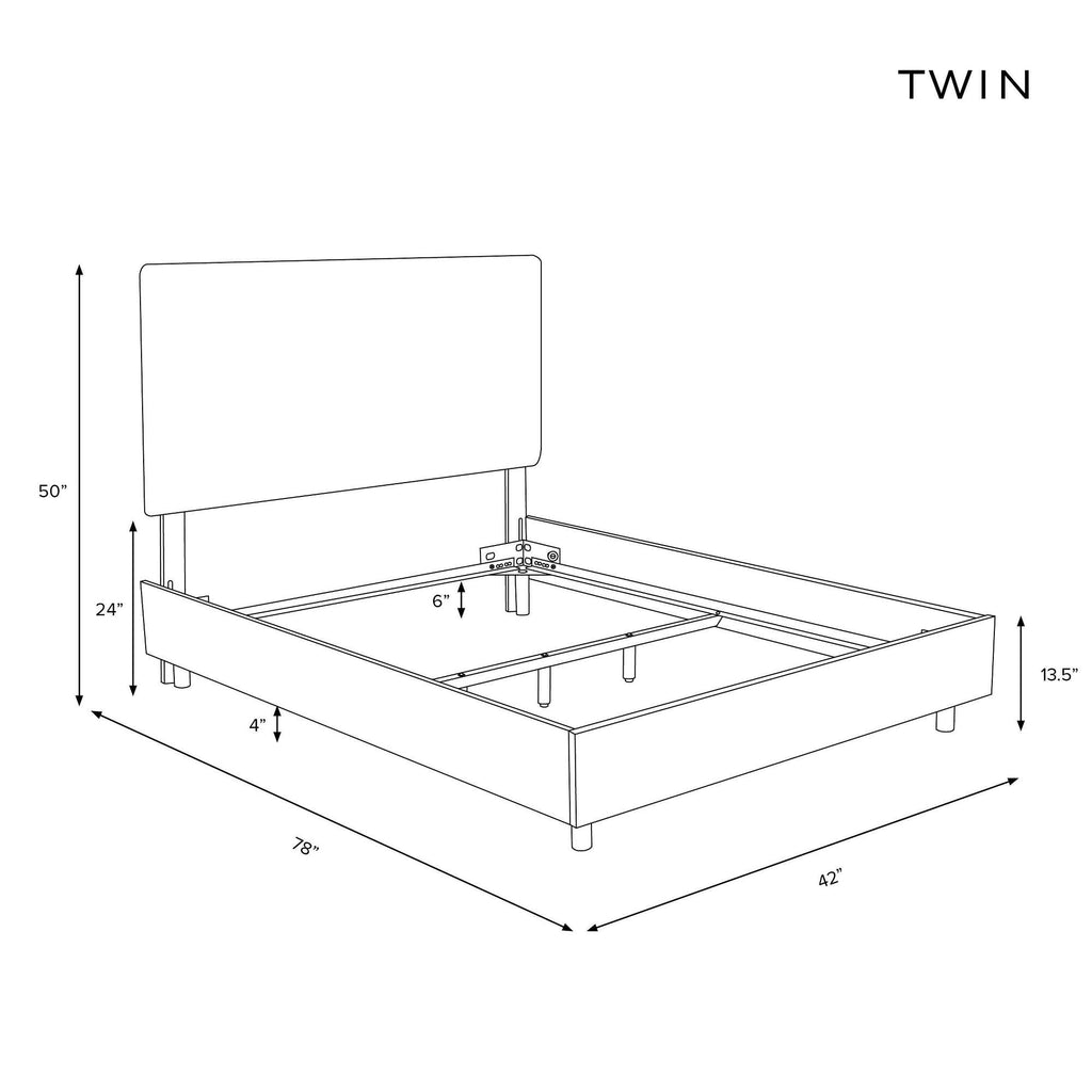 Navy Velvet Twin Bed Y110903