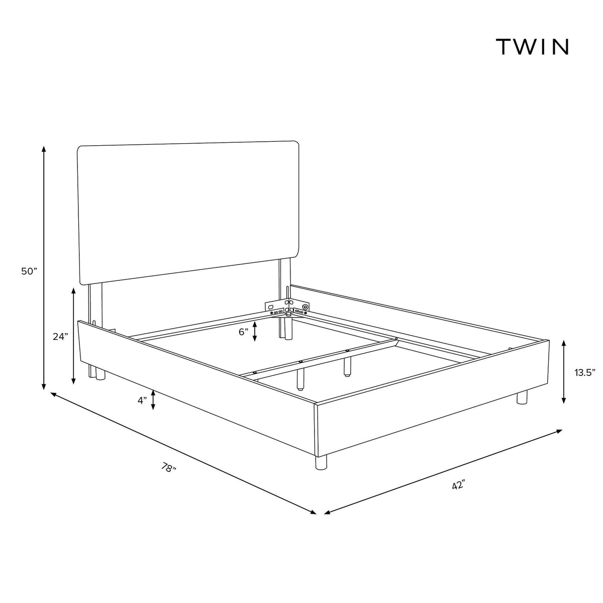 Navy Velvet Twin Bed Y110903