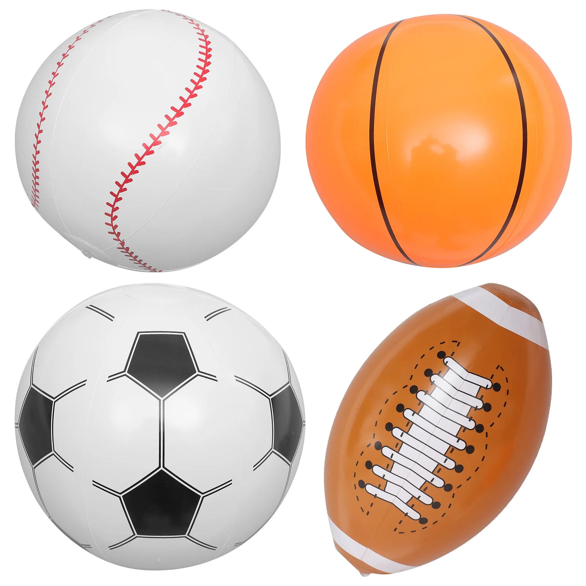 Inflatable Ball 4pcs Beach Ball Soccer Basketball Baseball P67799