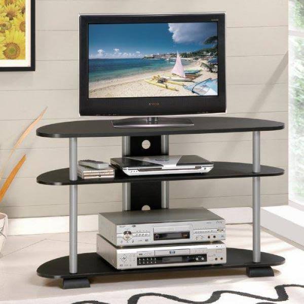 Black/Grey 3-Tier TV Entertainment Center V6778