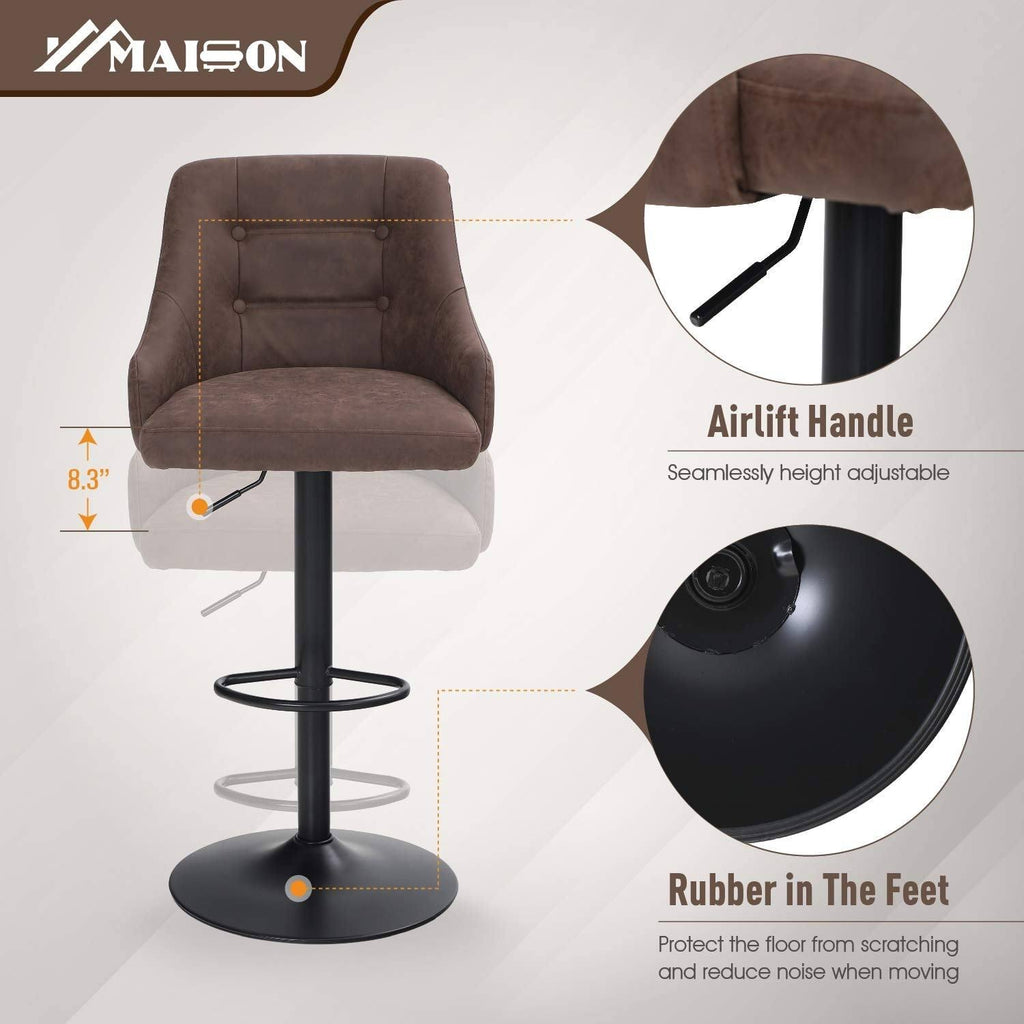 Brown Faux Leather Swivel Bar Stool H363415