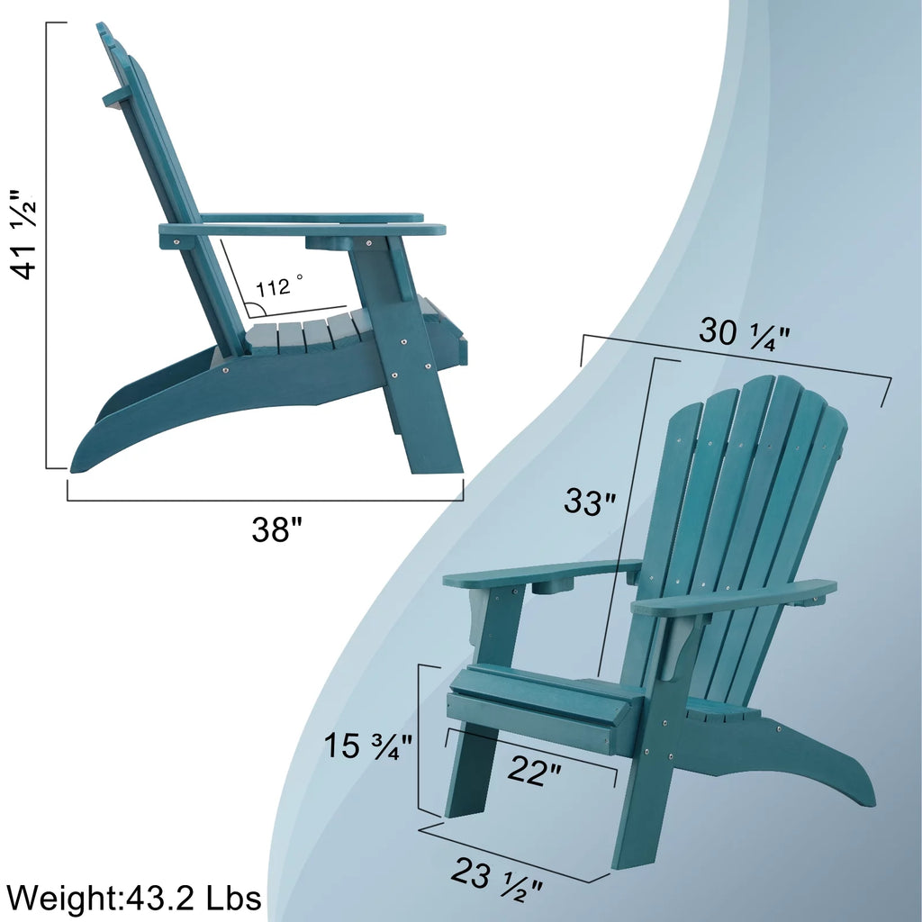 Oversized Blue Poly Lumber Adirondack Chair with Cup Holder P9172