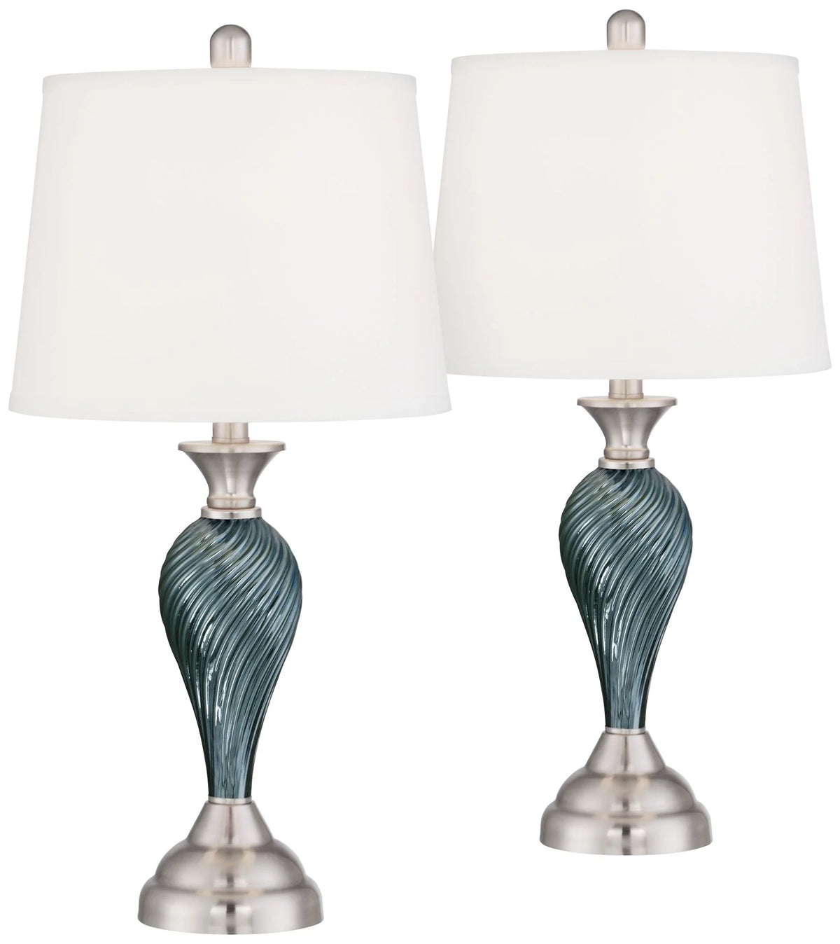 Set of 2 Green-Blue Glass Table Lamps Q9278