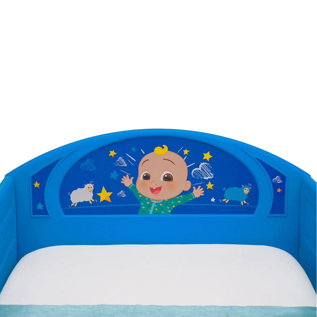 Blue Toddler Bed with Built-In Guardrails V8378