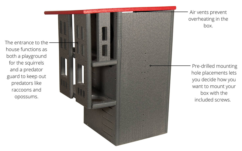 Gray/Cardinal Red Squirrel House Nesting Box H274148
