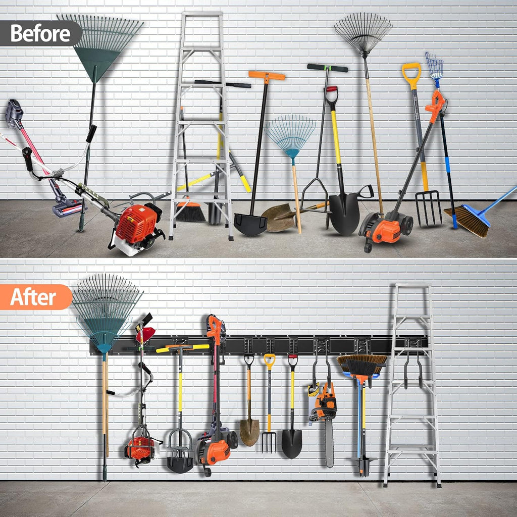 14 PCS Steel Garage Tool Organizer Wall Mounted with 10 Hooks G63966