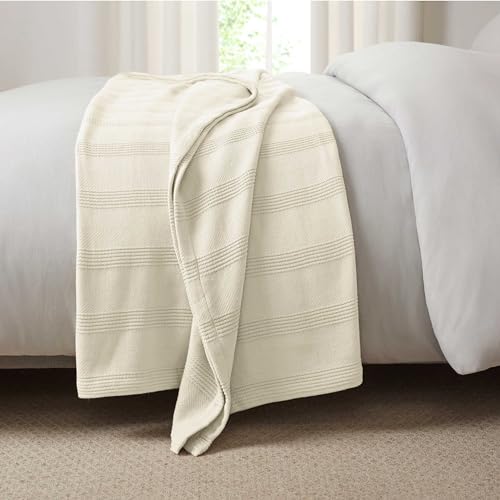 100% Cotton Twin Size Blanket (90 x 66 Inch, White) L982