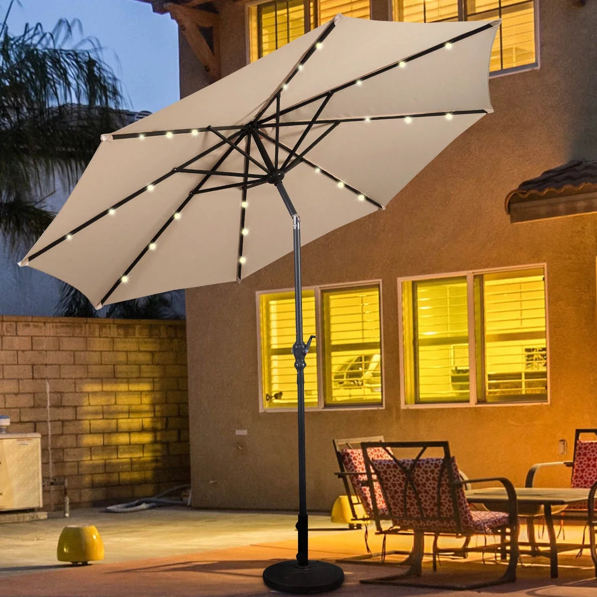 10ft Solar LED Patio Umbrella K511526