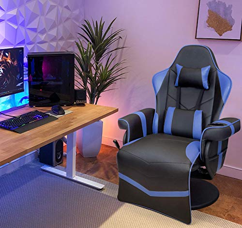 Black Pu Leather Ergonomic Reclining Gaming Sofa Chair with Footrest R688515