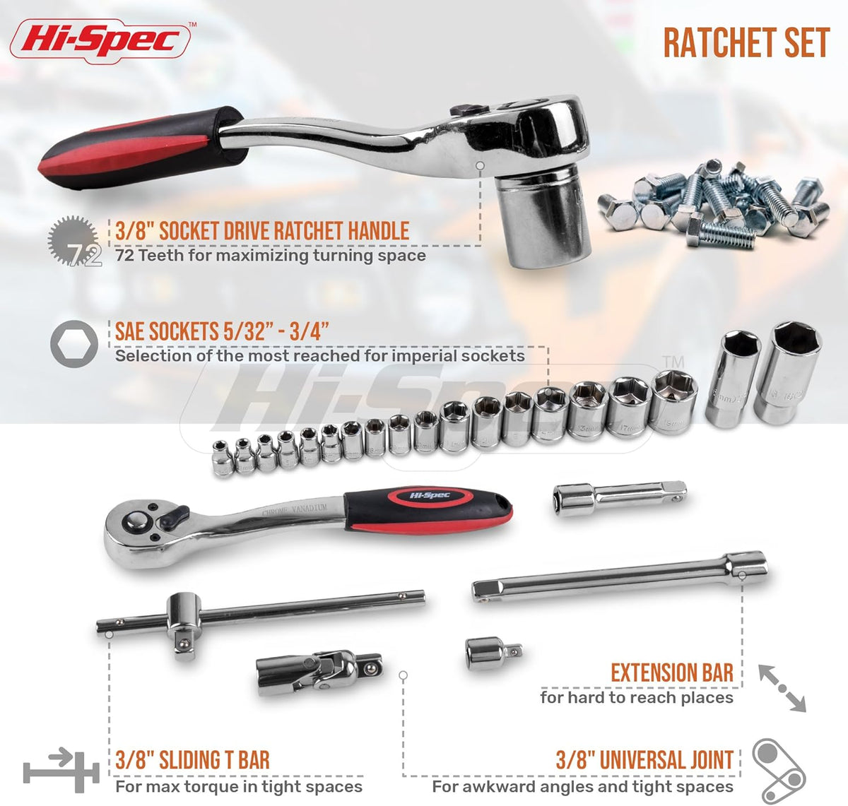 67 Piece Auto Mechanics Tool Kit with Metric Sockets, Ratchet Set & Tool Box N743