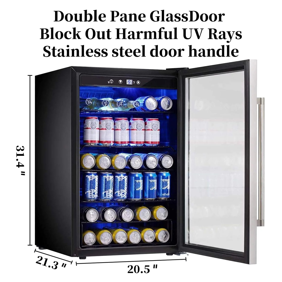 4.4 Cubic Feet 145 Can Beverage Refrigerator Glass Door H904
