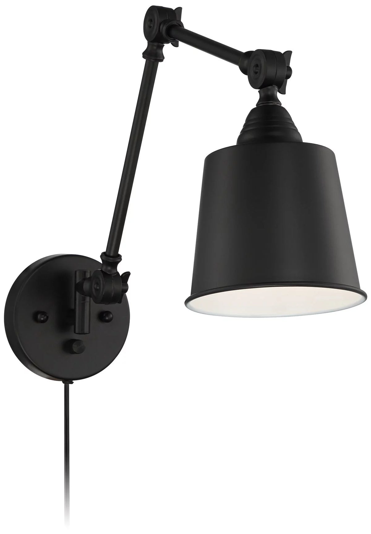Black Metal Plug-in Wall Lamps Set of 2 T827