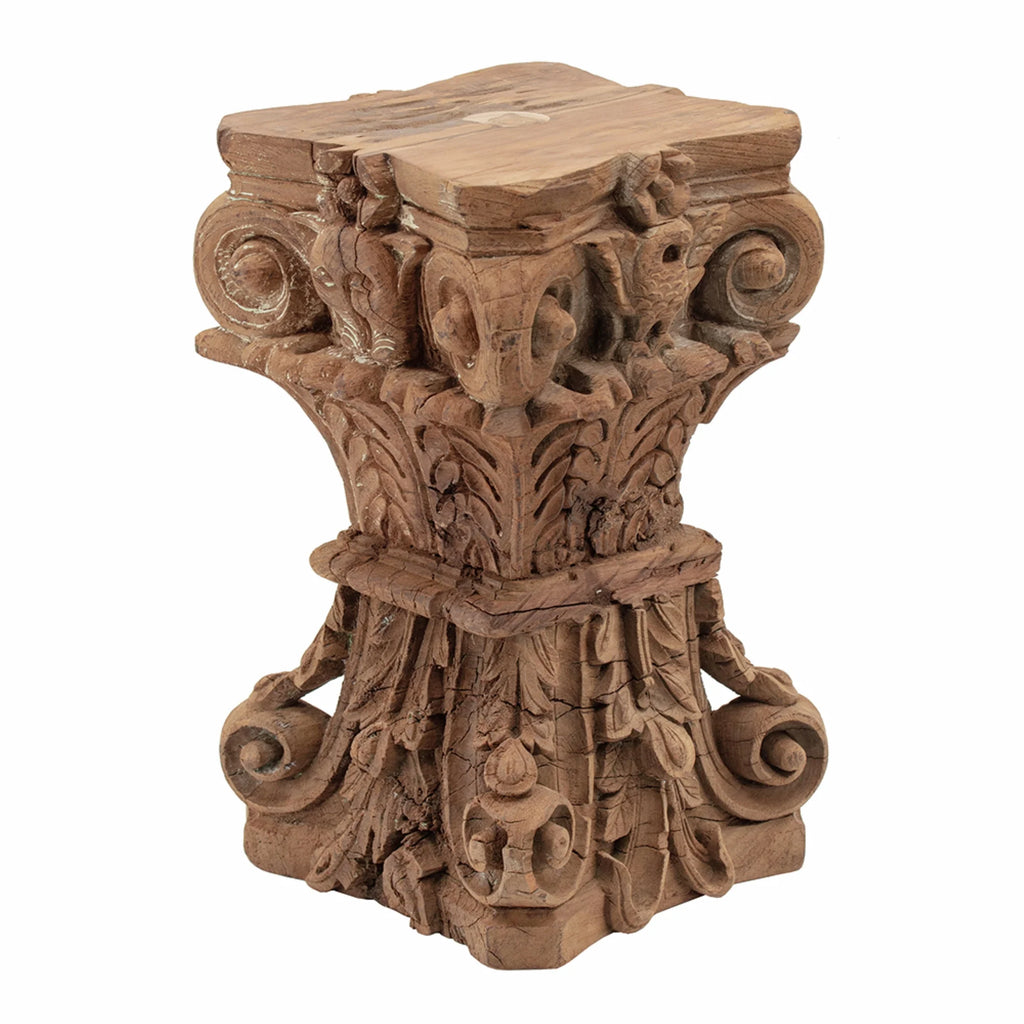 Carved Wooden Pillar Base Stool T221807
