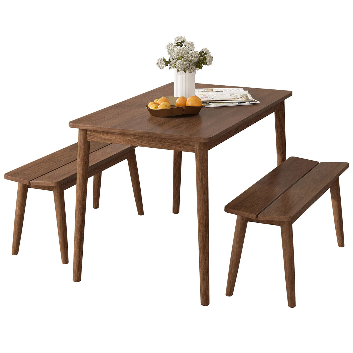 Wooden Dining Table Set with 2 Benches X109