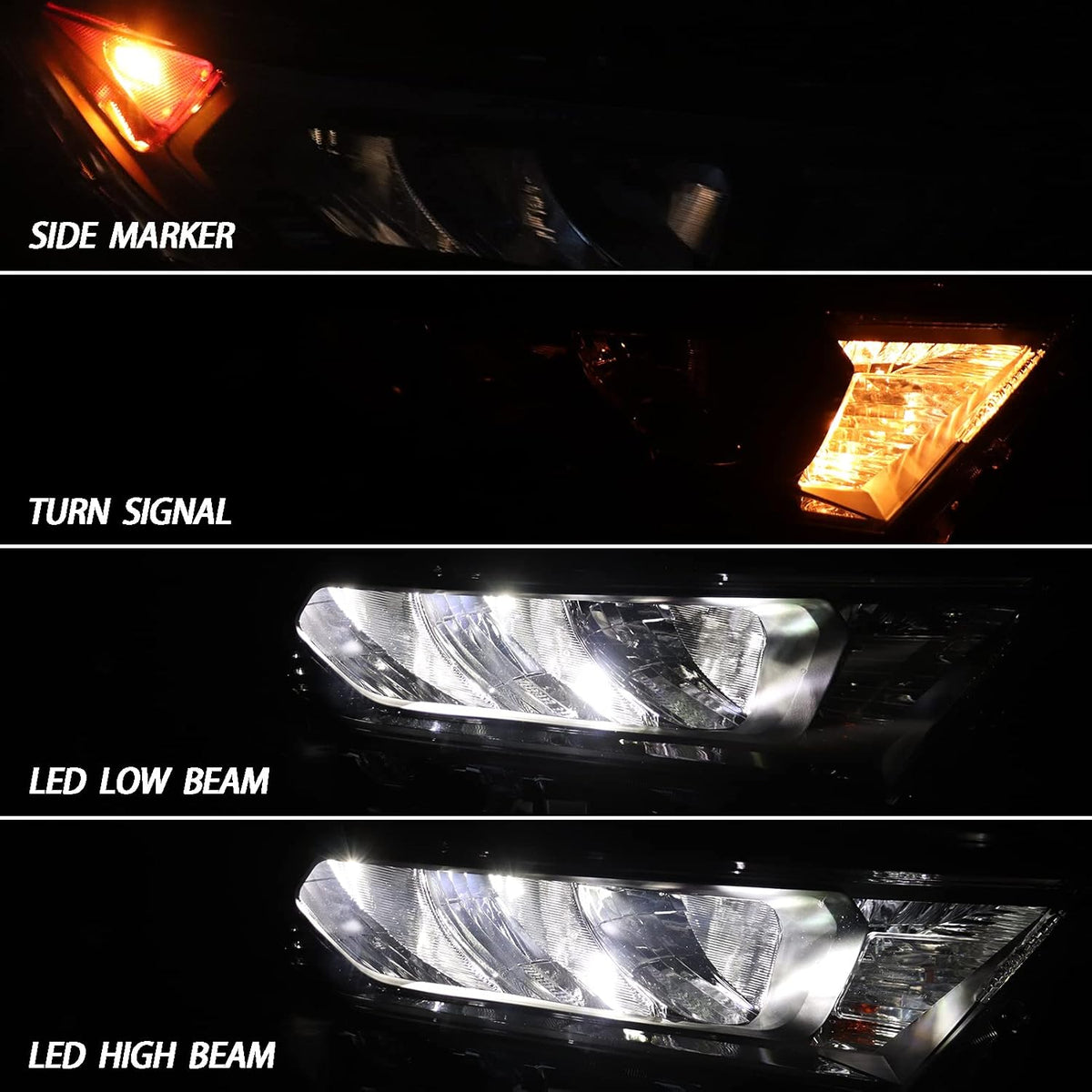 LED Headlights Assembly with Black Bezel Passenger Side W42141