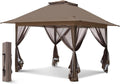 White 13' x 13' Pop-Up Gazebo Tent with Mosquito Netting E999
