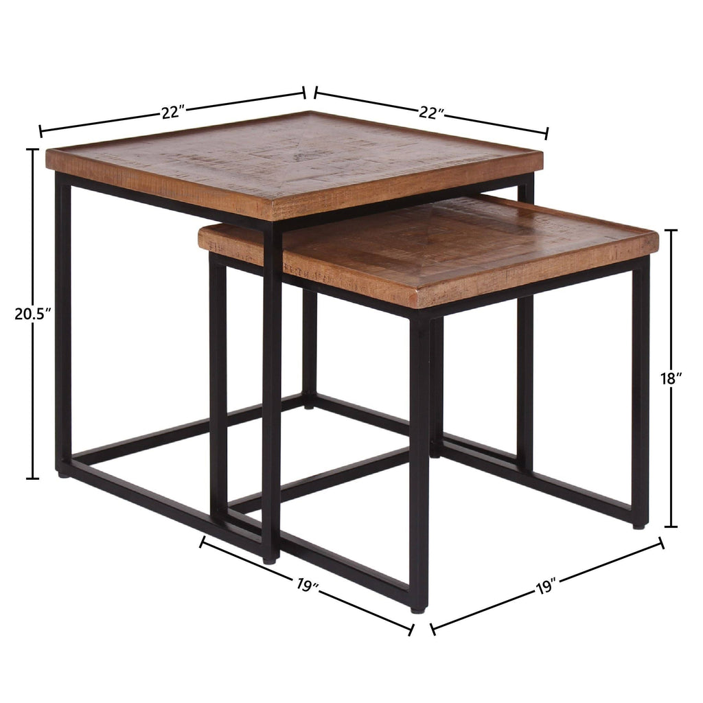 Mango Wood u0026 Iron Nesting Tables (Set of 2) - Brown U22379