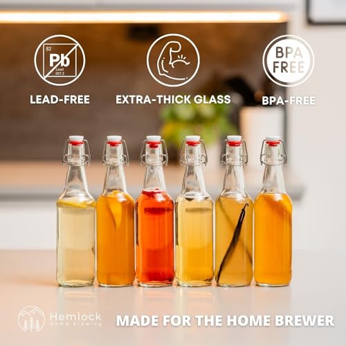 Swing Top Glass Bottles 16 oz 6 Set with Funnel X839