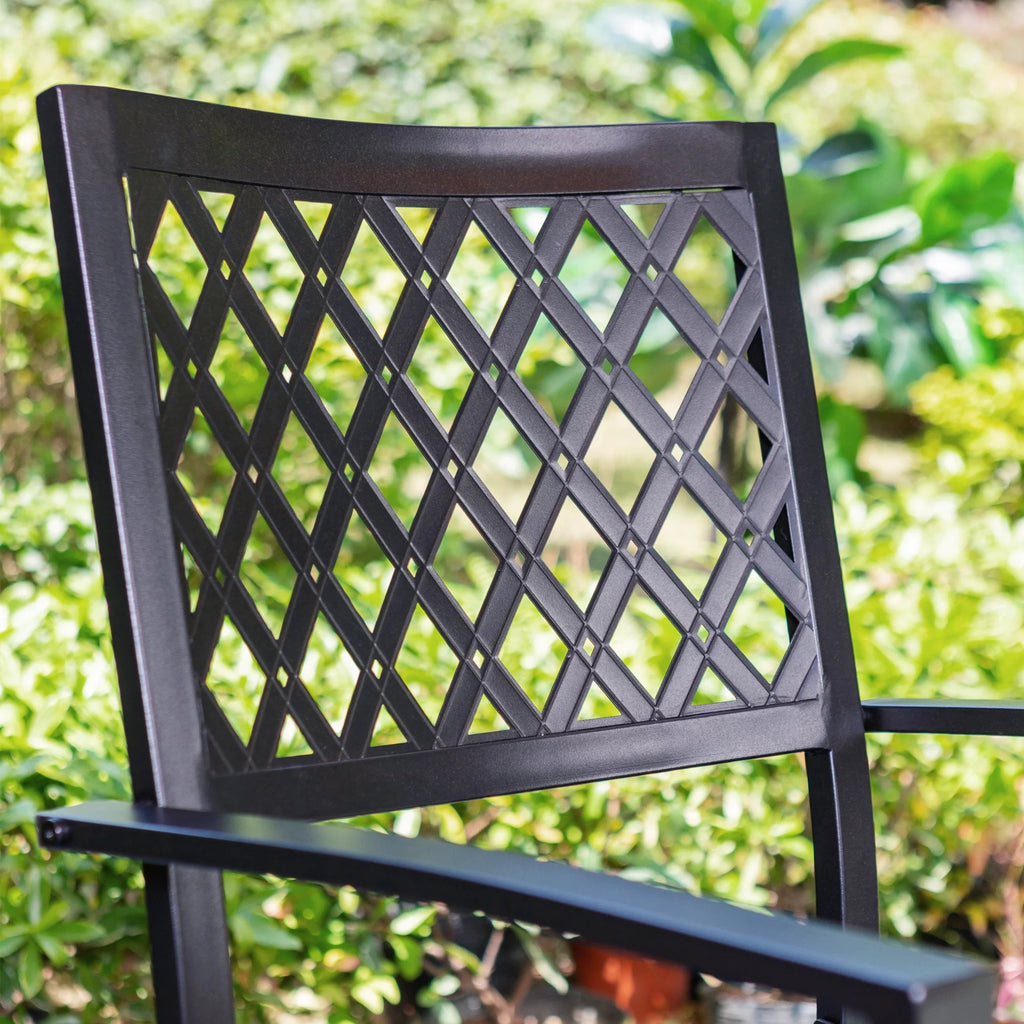 5 Pieces Patio Dining Sets Outdoor Metal All Weather Furniture Sets with Umbrella Hole, Black A459963
