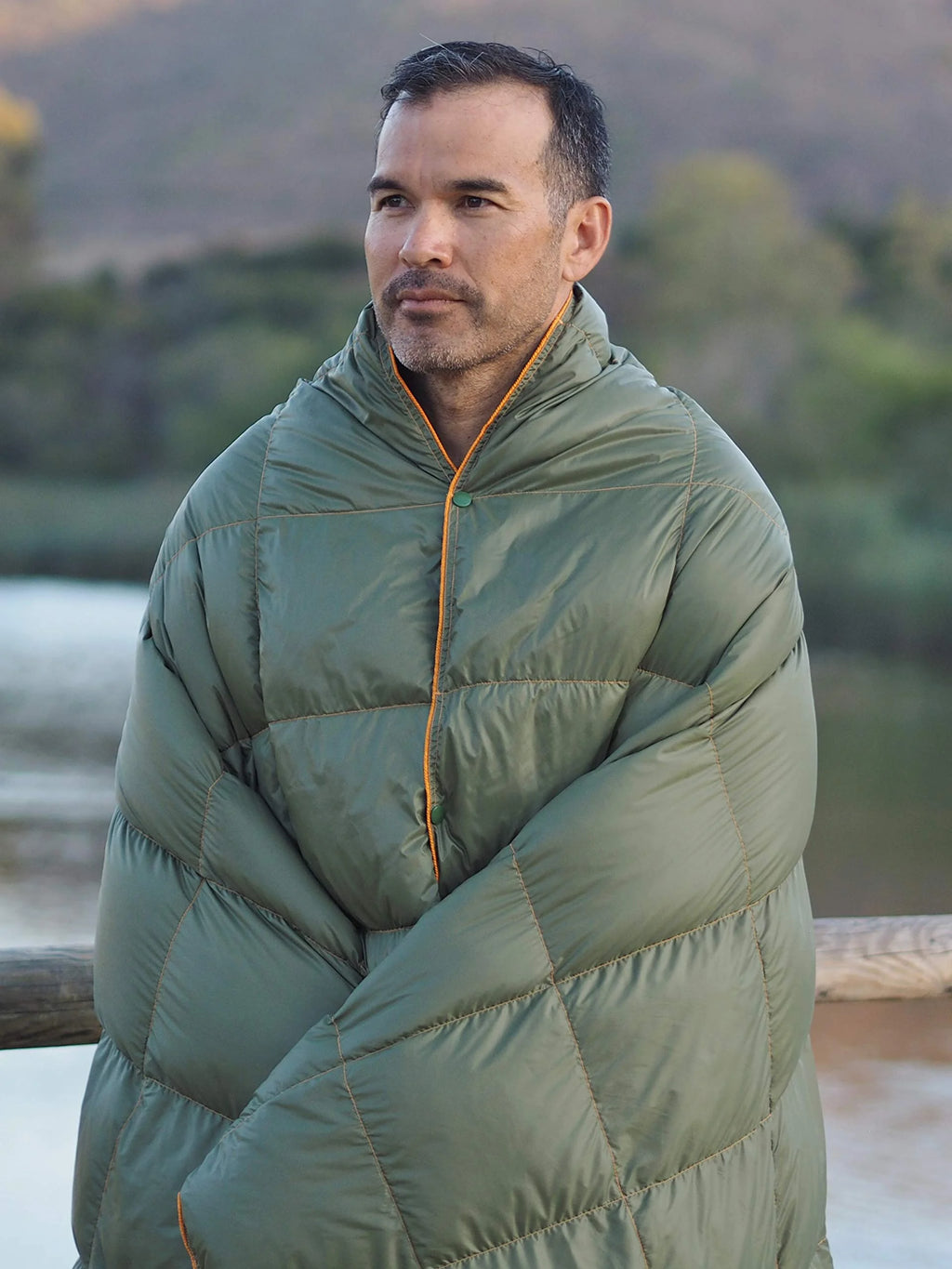 Puffy Packable Water-Resistant Camping Blanket (Olive) Q834