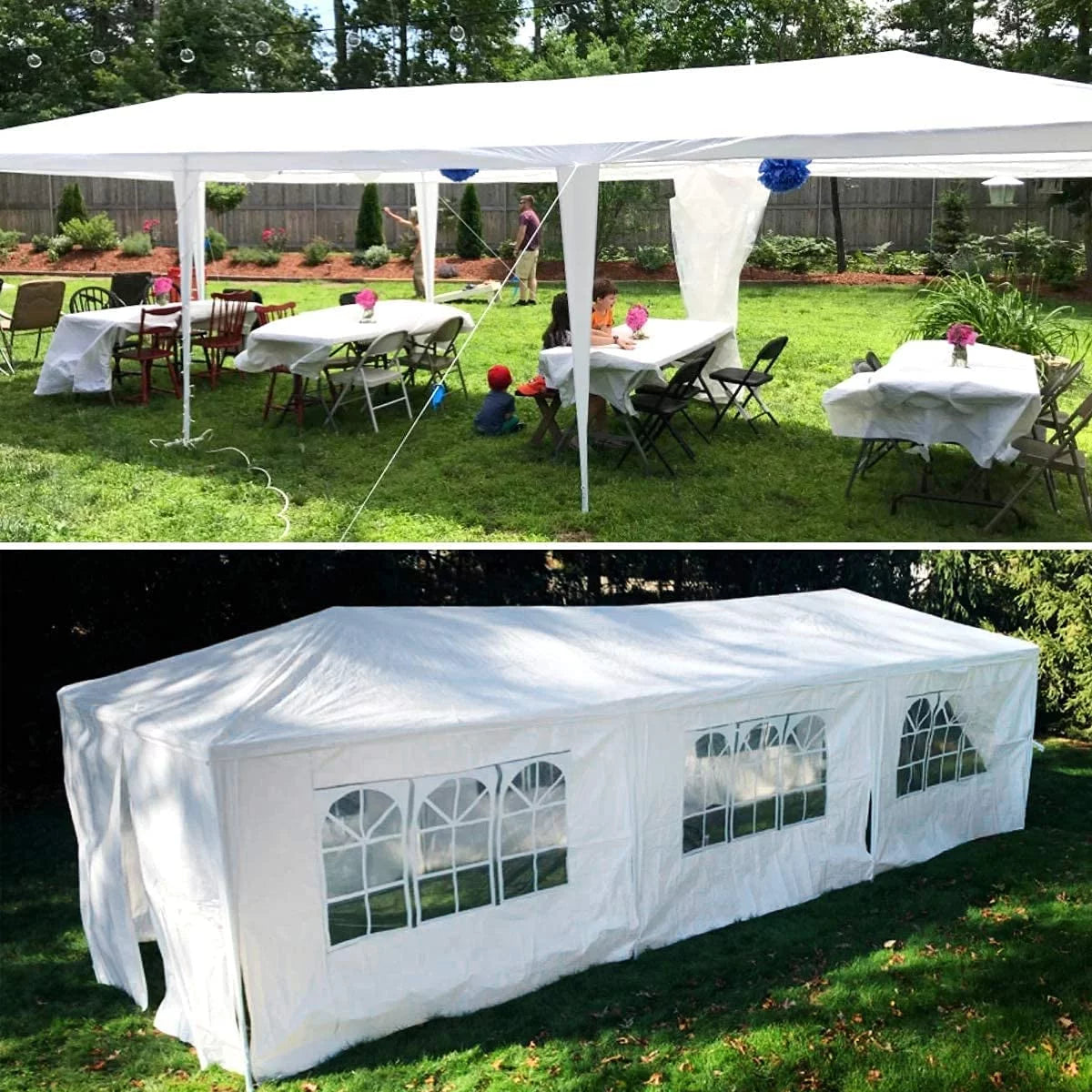 10'x30' White Outdoor Canopy Tent with 8 Side Walls I9600