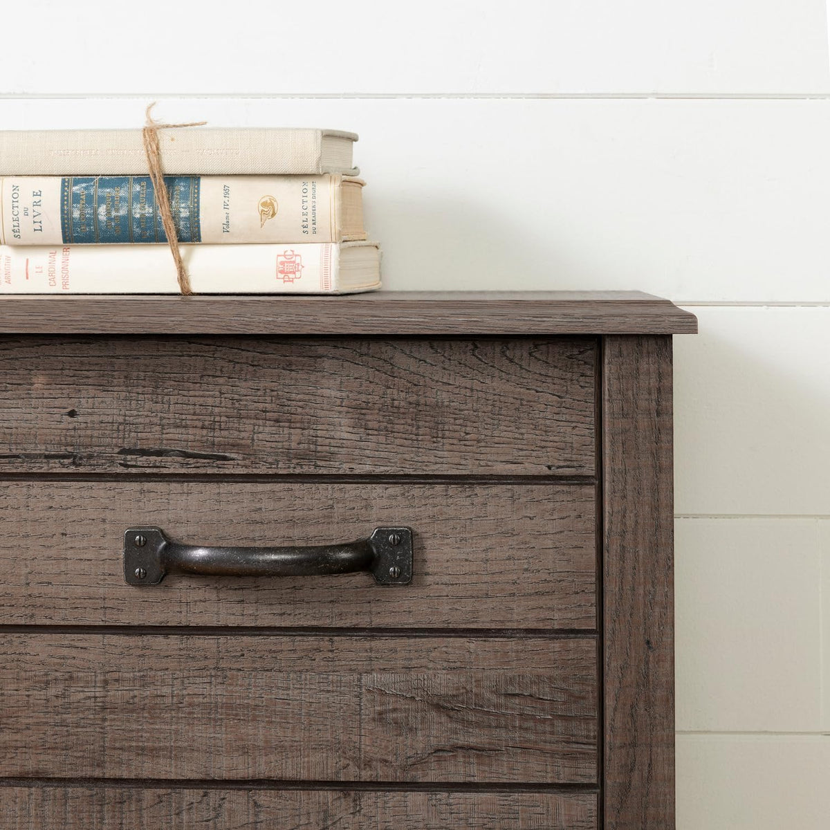 Engineered Wood Rectangular Full Bookcase Headboard Fall Oak with Storage and Sliding Doors I802