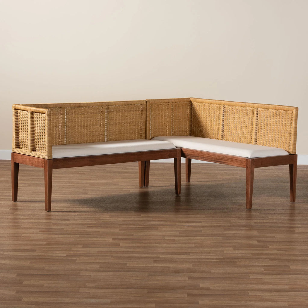 2-Piece Brown Boho Dining Banquette Set J34819