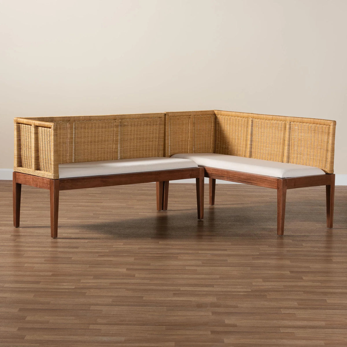 2-Piece Brown Boho Dining Banquette Set J34819