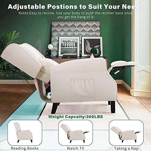 Beige Fabric Wingback Recliner Chair with Heat and Massage S6816
