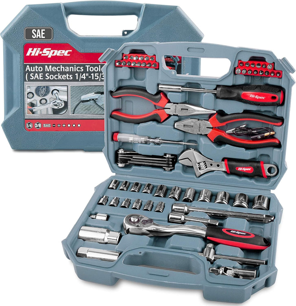 67 Piece Auto Mechanics Tool Kit with Metric Sockets, Ratchet Set & Tool Box N743