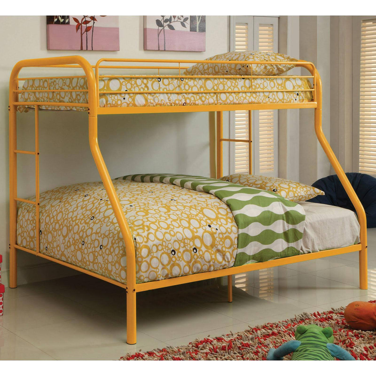 Modern Twin Over Full Bunk Bed with Dual Sided Ladder F715474