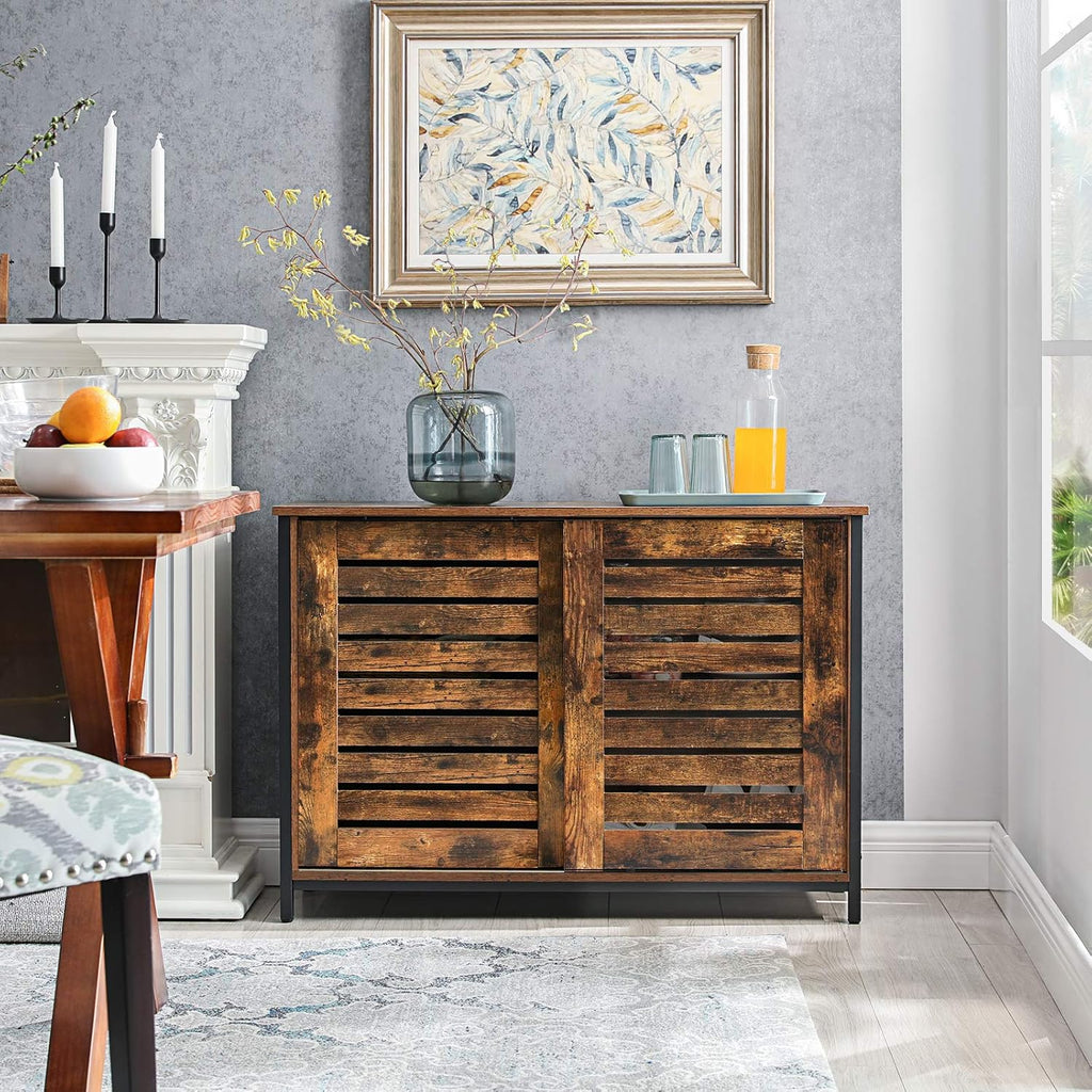 Rustic Brown Sideboard with Sliding Doors B8860
