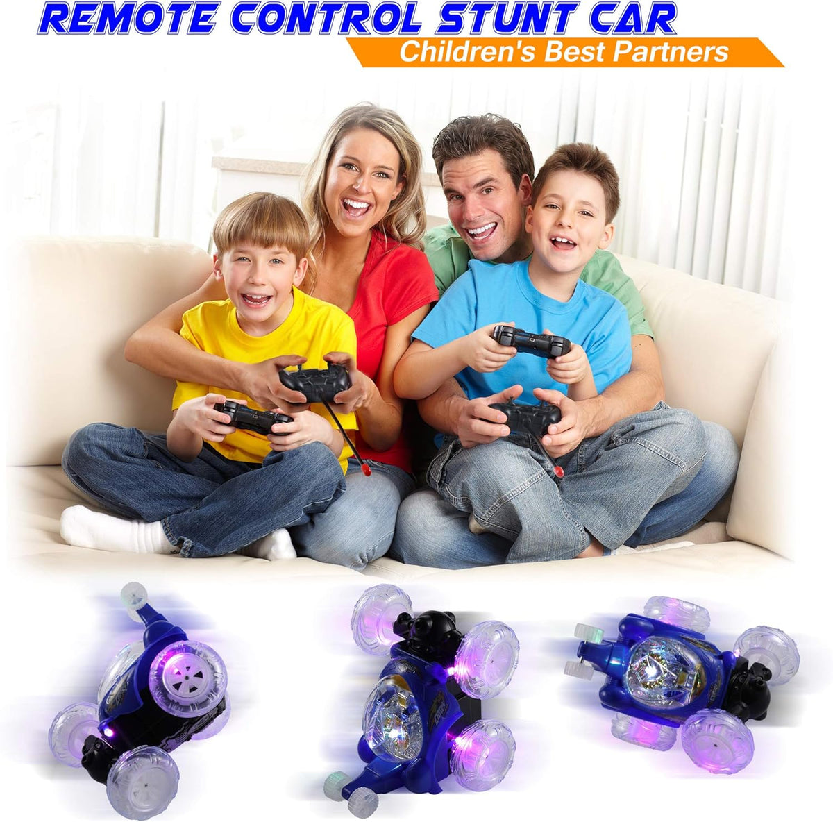 2.4GHz 2 in 1 RC Stunt Car with LED Headlights W352961