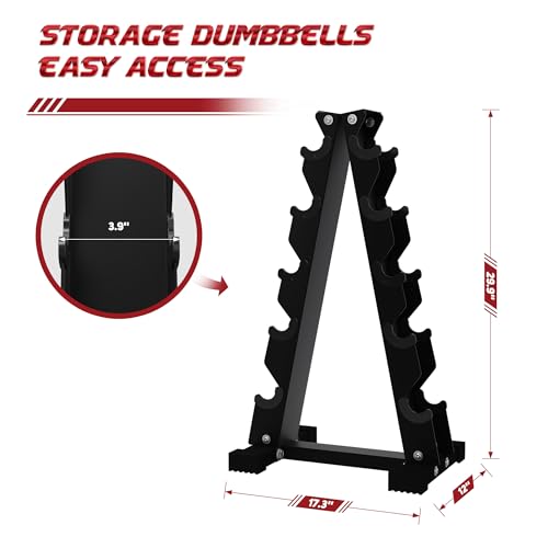 Rubber Coated Hex Dumbbell Set with Storage Rack U669677